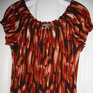 Short Sleeve Blouse with Elastic Neckline Size S